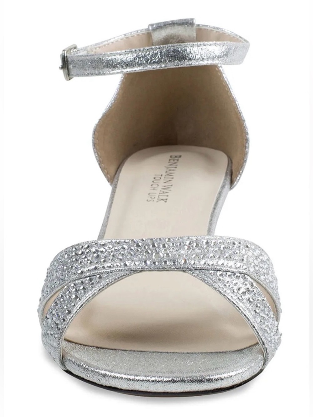 Benjamin Walk Silver Crystal-Studded Ankle-Strap Wedge Sandals - Picture 3 of 4